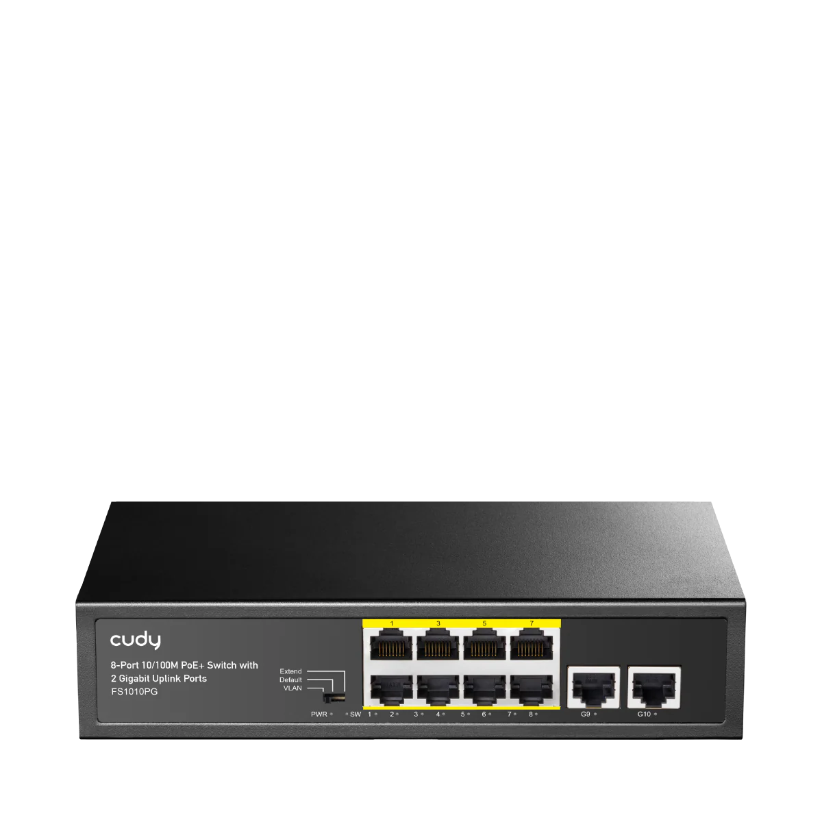 8-FE PoE Switch with 2 Uplink GbE, FS1010PG 1.0