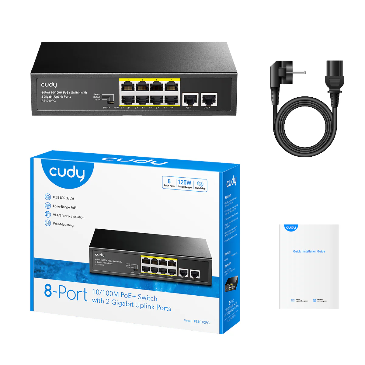 8-FE PoE Switch with 2 Uplink GbE, FS1010PG 1.0 - Image 4