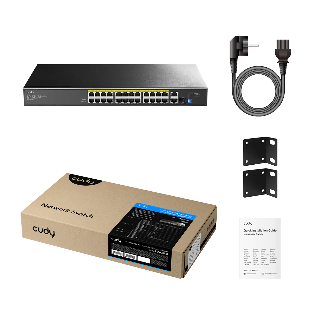 24-Port 10/100M PoE+ Switch with 2 GbE and 1 Gigabit SFP, FS1026PS1 4.0 - Image 2