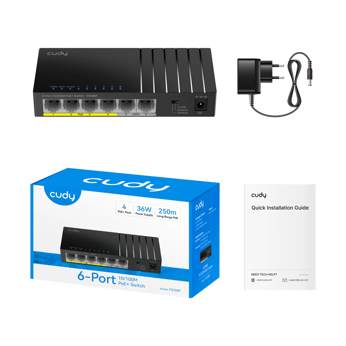 6-Port 10/100M PoE+ Switch, FS106P 1.0 - Image 2