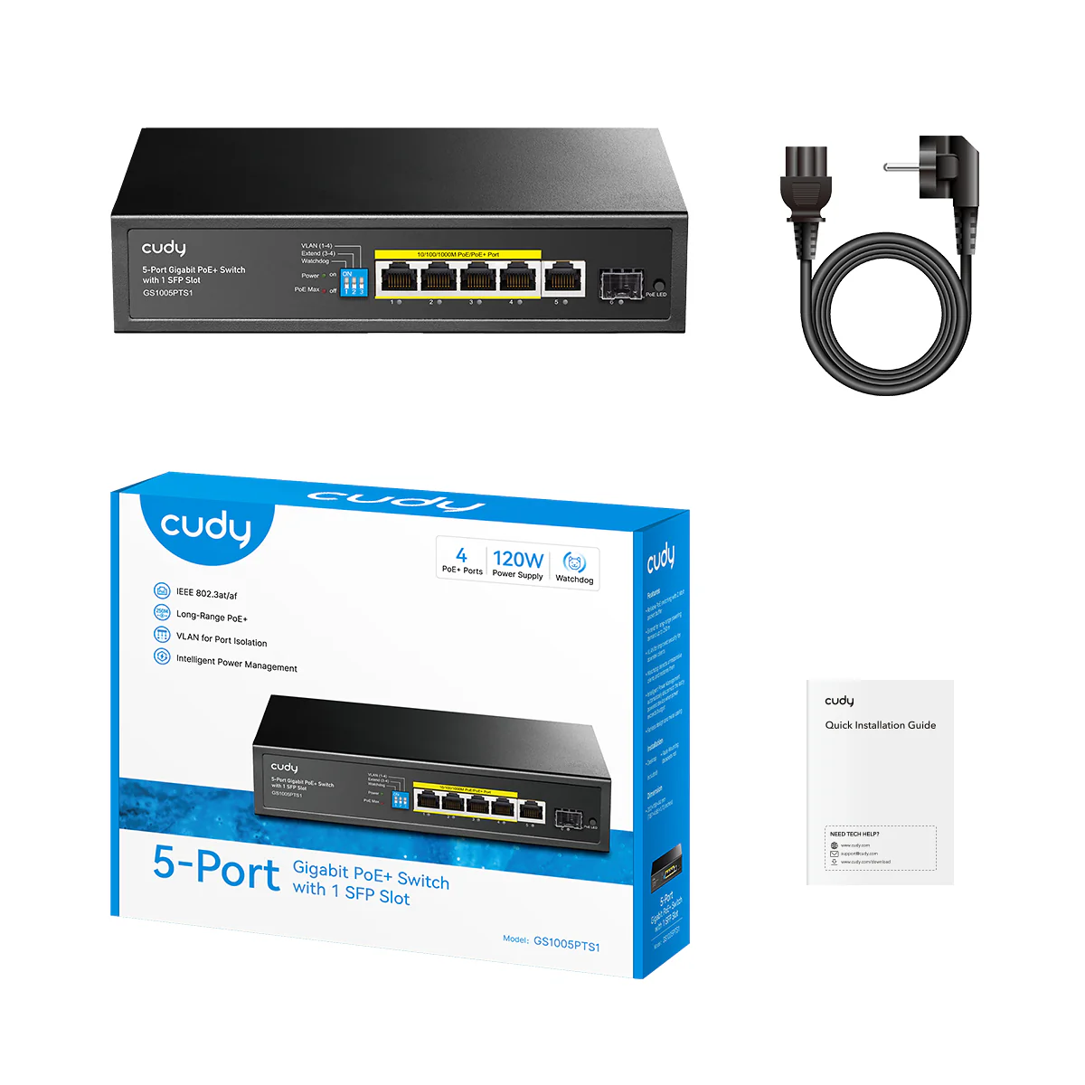 5-Port Gigabit PoE+ Switch with 1 SFP, GS1005PTS1 2.0 - Image 2