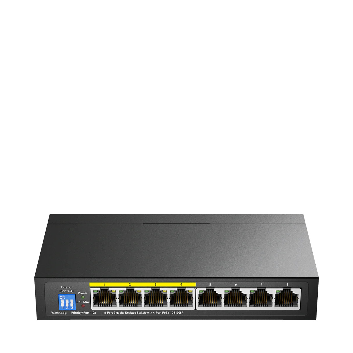 8-Port Gigabit Desktop Switch with 4-Port PoE+, GS1008P 1.0