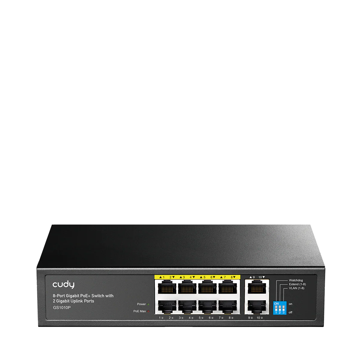 8-Port Gigabit PoE+ Switch with 2 Gigabit Uplink Ports, GS1010P 4.0 / GS1010P 4.1