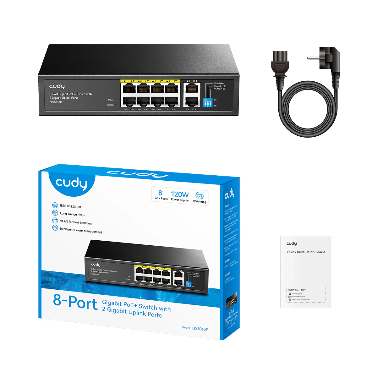 8-Port Gigabit PoE+ Switch with 2 Gigabit Uplink Ports, GS1010P 4.0 / GS1010P 4.1 - Image 2