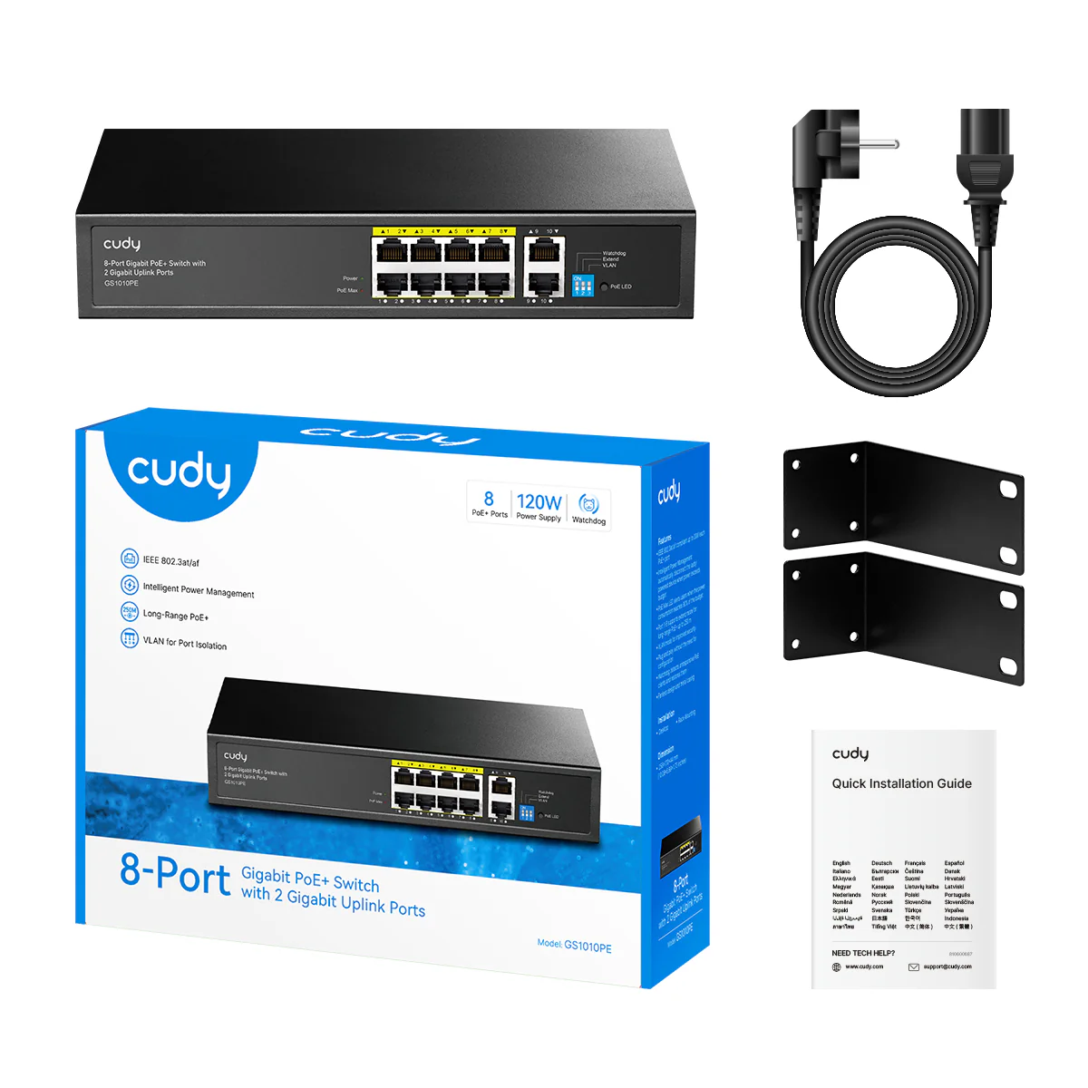 8-Port Gigabit PoE+ Switch with 2 Gigabit Uplink Port, GS1010PE 2.0 - Image 2