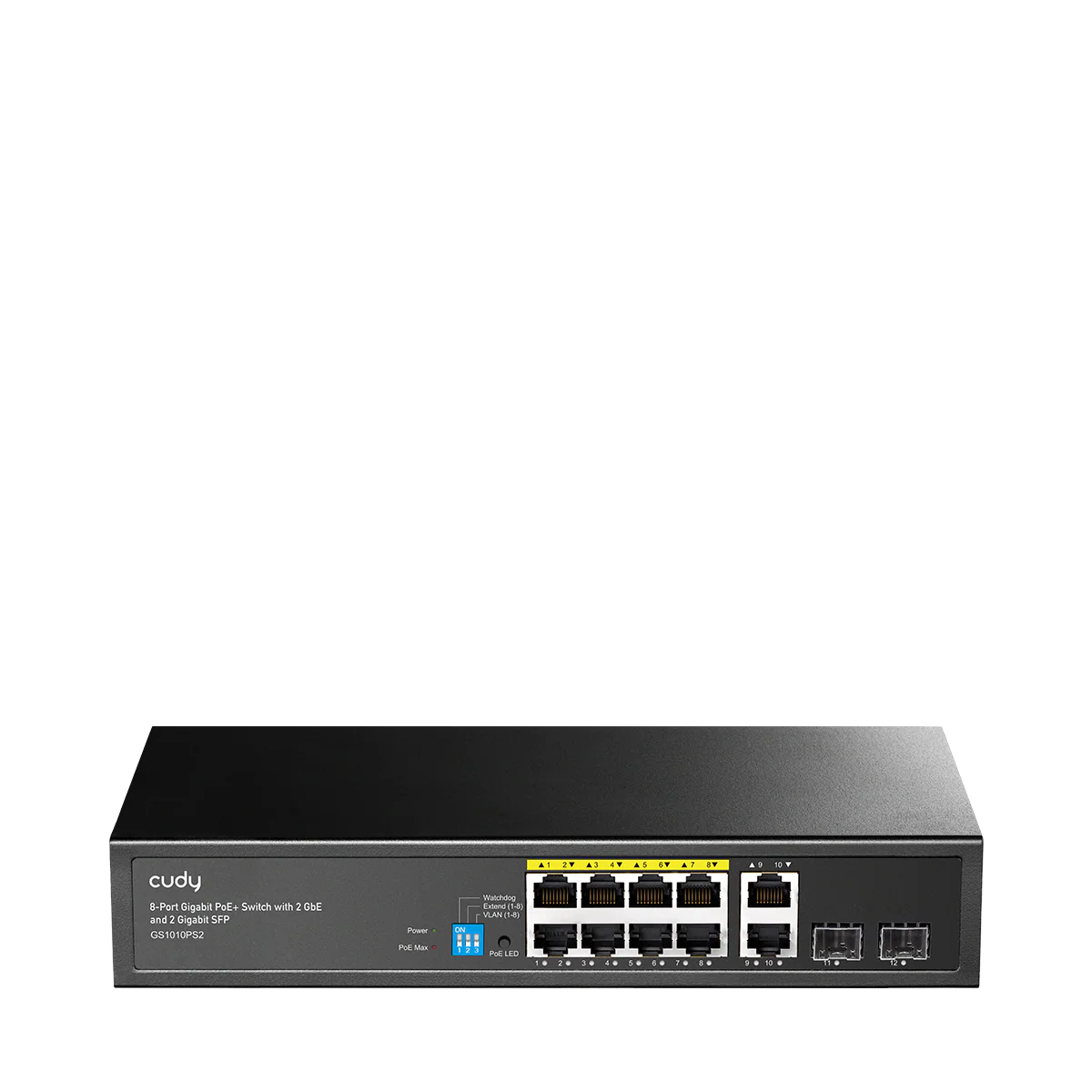 8-Port Gigabit PoE+ Switch with 2 GbE and 2 Gigabit SFP, GS1010PS2 2.0