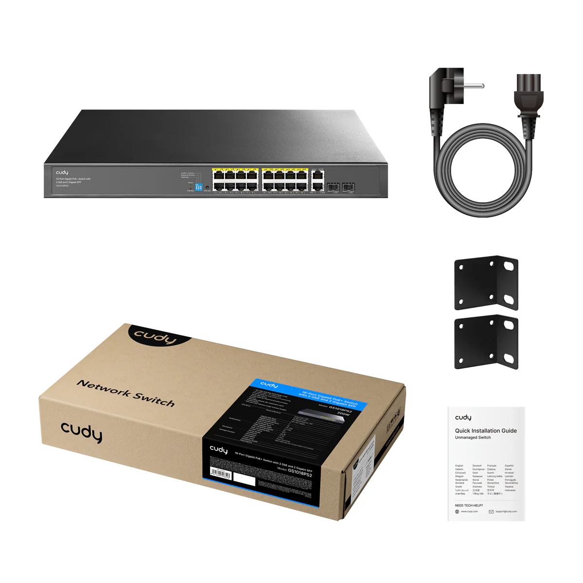 16-Port Gigabit PoE+ Switch with 2 GbE and 2 Gigabit SFP, GS1018PS2 3.0 - Image 2