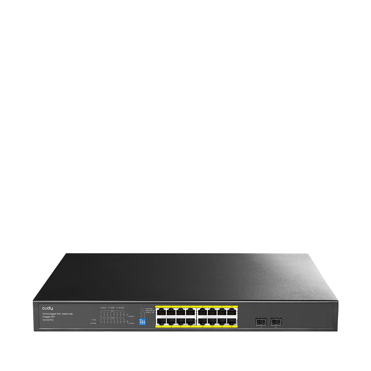 16-Port Gigabit PoE+ Switch with 2 Gigabit SFP, GS1020PS2 3.0