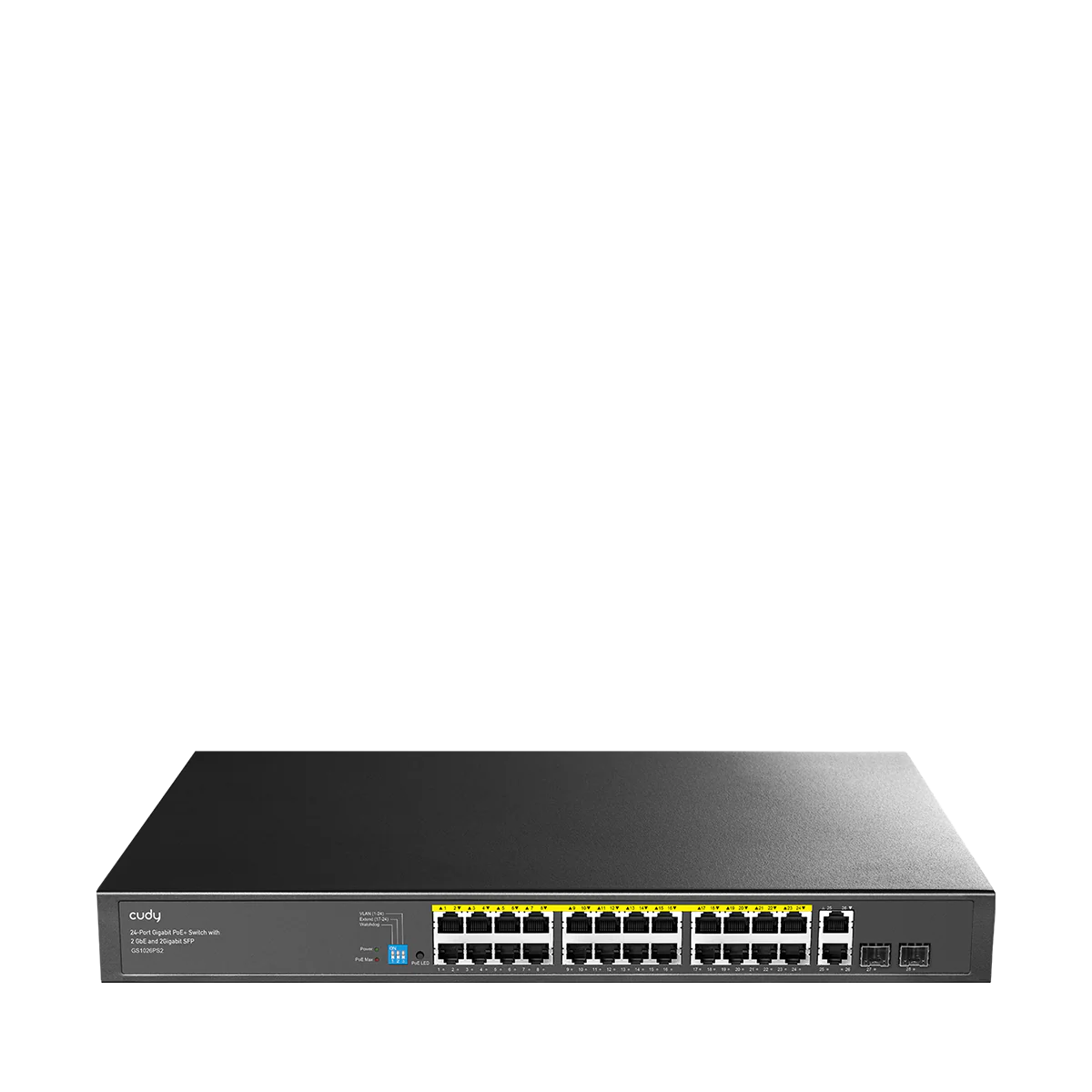 24-Port Gigabit PoE+ Switch with 2 GbE and 2 Gigabit SFP, GS1026PS2 3.0