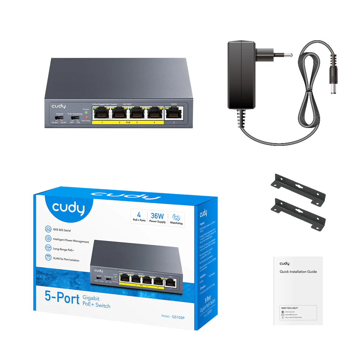 5-Port Gigabit PoE+ Switch, GS105P 1.0 - Image 2