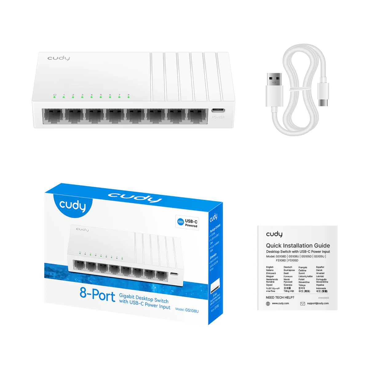 8-Port Gigabit Switch with USB-C Power Input, GS108U 2.0 - Image 3