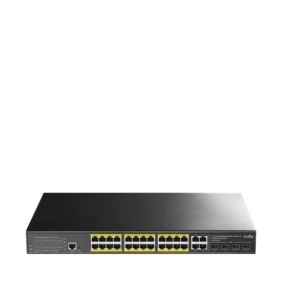 24-Port Gigabit Managed PoE+ Switch with 4 Gigabit Combo Ports 300W, GS2028PS4 1.0