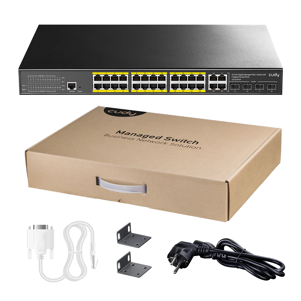 24-Port Gigabit Managed PoE+ Switch with 4 Gigabit Combo Ports 300W, GS2028PS4 1.0 - Image 3