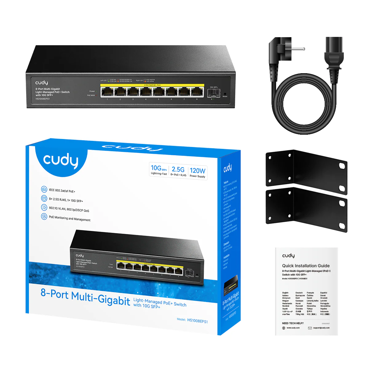 8-Port Multi-Gigabit Easy-Managed PoE+ Switch with 10G SFP+, HS1008EPS1 1.0 - Image 2