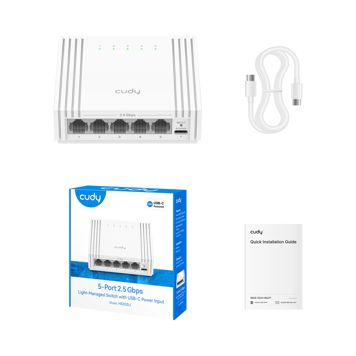 5-Port 2.5G Easy-Managed Switch with USB-C Power Input, HS105U 1.0 - Image 3