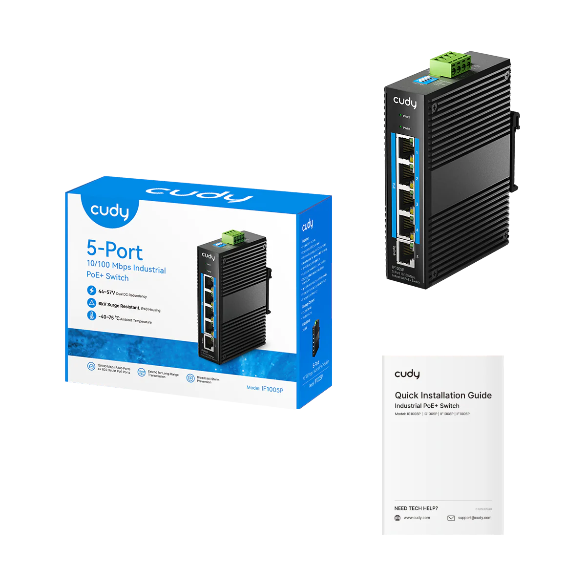 5-Port 10/100 Mbps Industrial PoE+ Switch, IF1005P 2.0 - Image 3