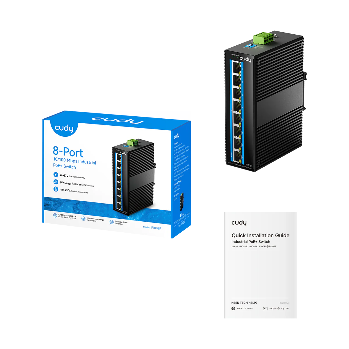 8-Port 10/100 Mbps Industrial PoE+ Switch, IF1008P 2.0 - Image 3