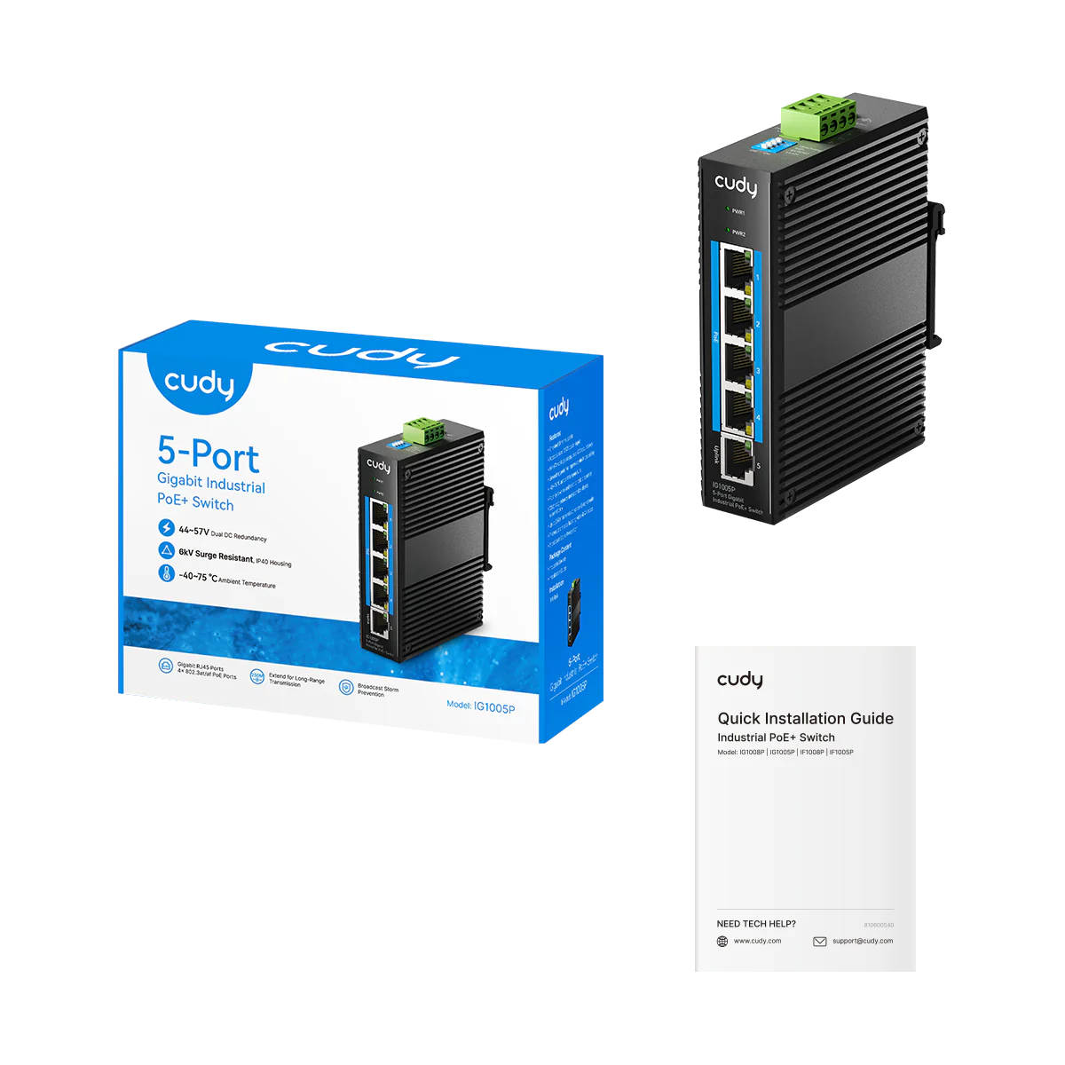 5-Port Gigabit Industrial PoE+ Switch, IG1005P 2.0 - Image 3