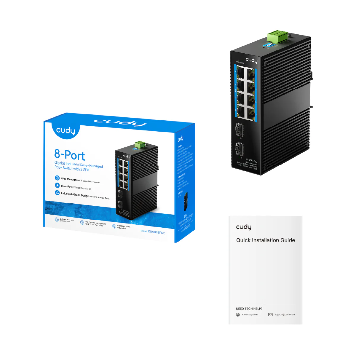 8-Port Gigabit Industrial Easy-Managed PoE+ Switch with 2 SFP, IG1008EPS2 1.0 - Image 2