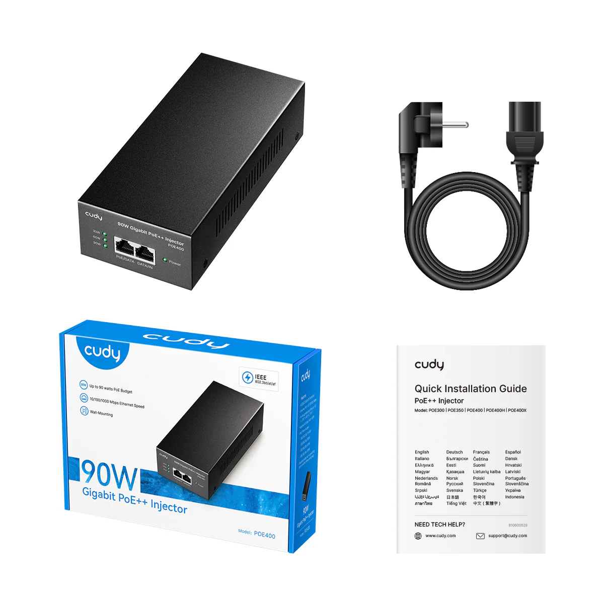 90W Gigabit PoE++ Injector, POE400 2.0 - Image 3