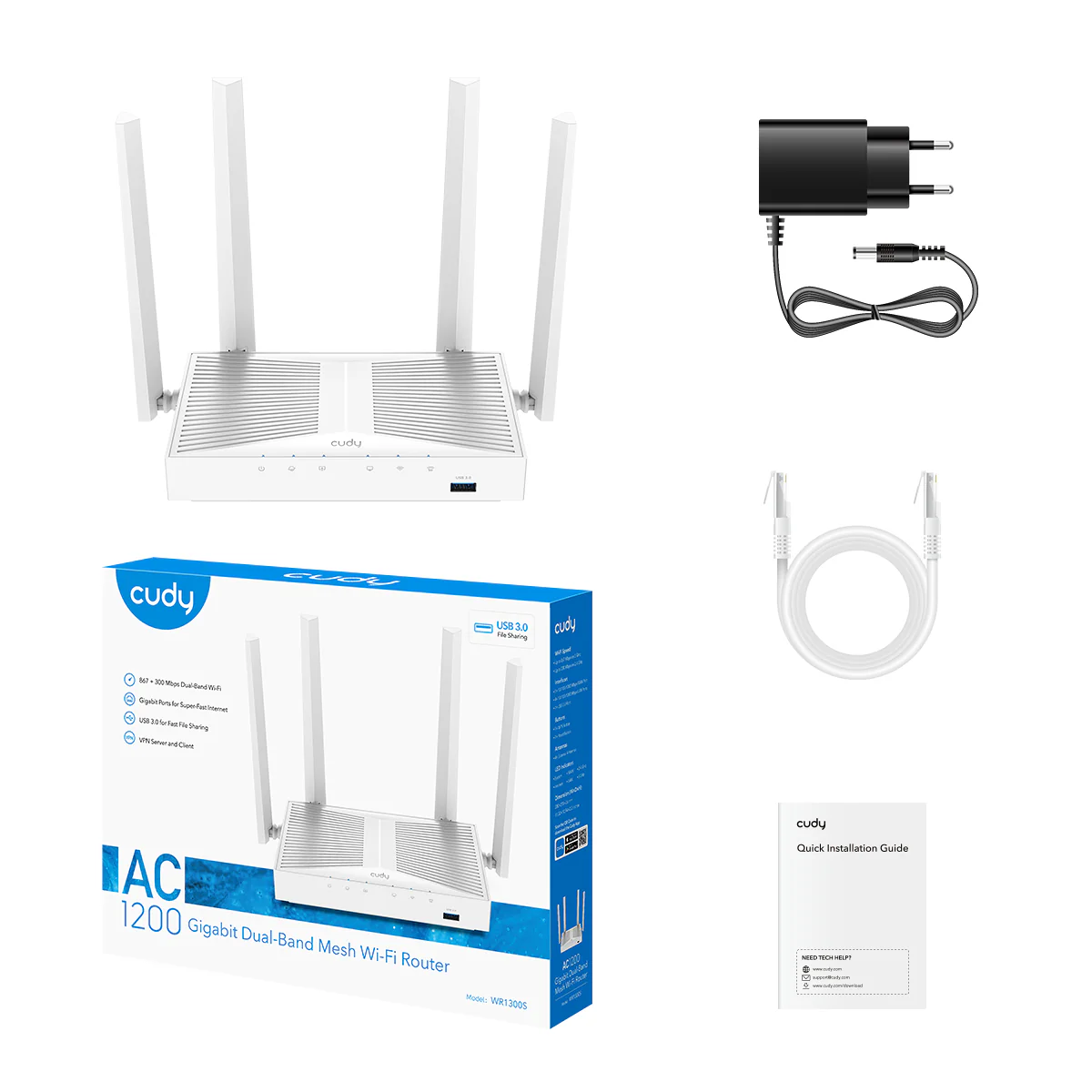 AC1200 Gigabit Mesh Wi-Fi Router with USB, WR1300S 1.0 - Image 3