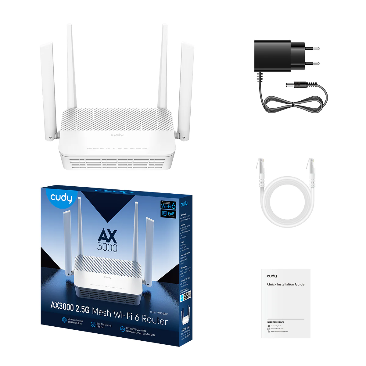 AX3000 2.5G Mesh Wi-Fi 6 PoE Router, WR3000P 1.0 - Image 3