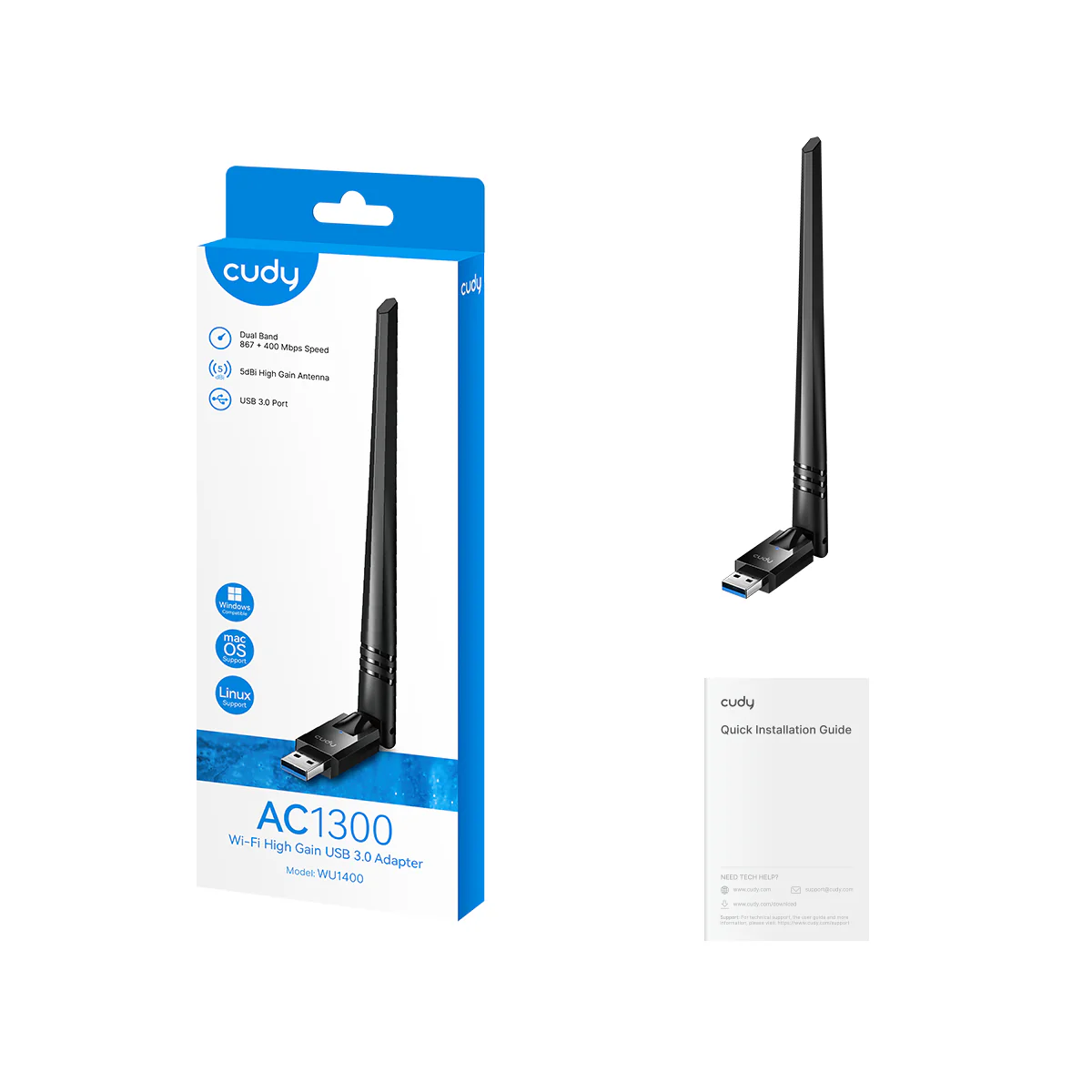 AC1300 Wi-Fi High-Gain USB 3.0 Adapter, WU1400 2.0 - Image 2